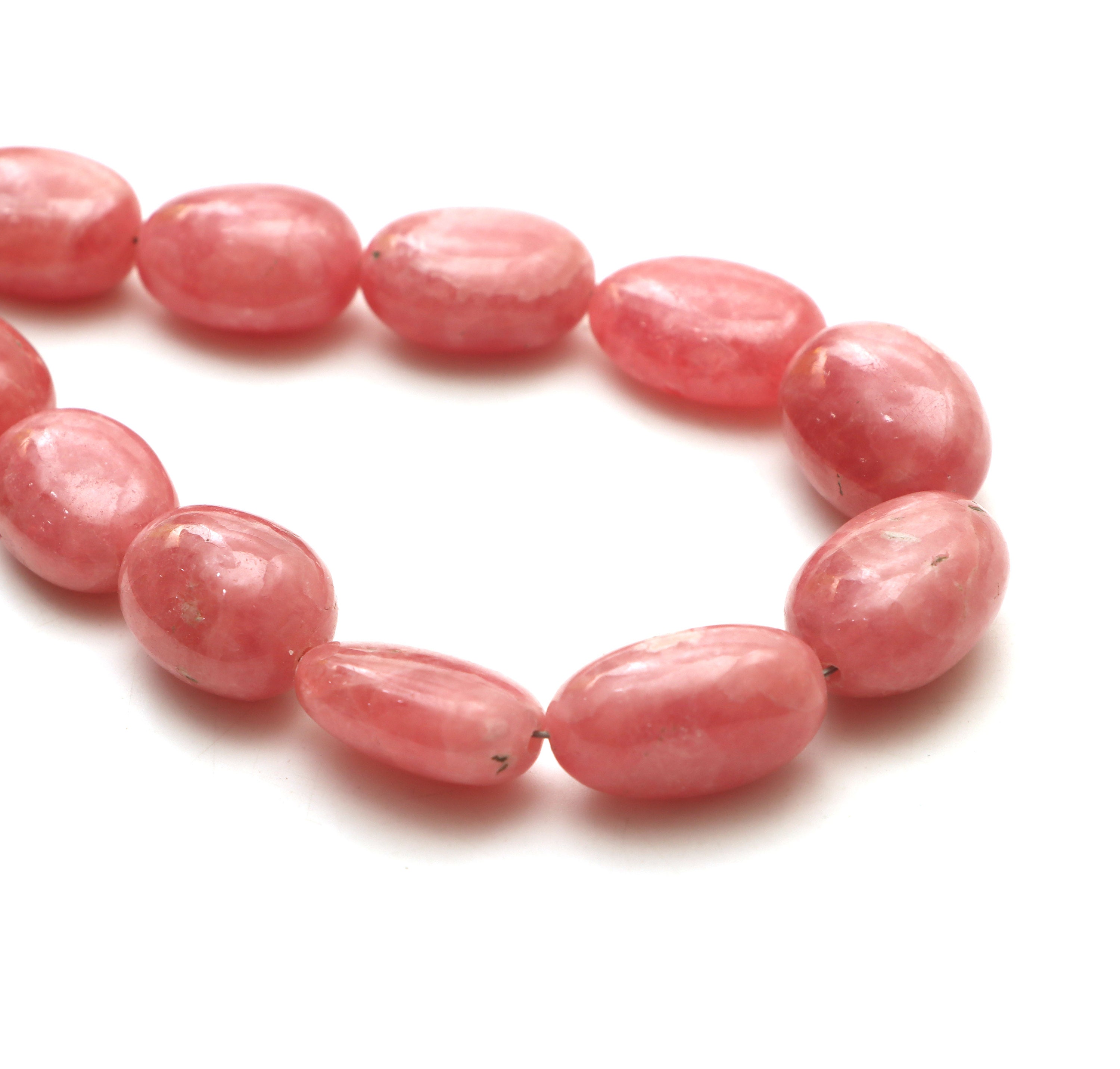 Rhodochrosite Smooth Tumble Beads, 10x14 Mm To 16.5x21.5 Mm, Plain Rhodochrosite Beads, Rhodochrosite Tumble, 21 Inches, Price Per Strand