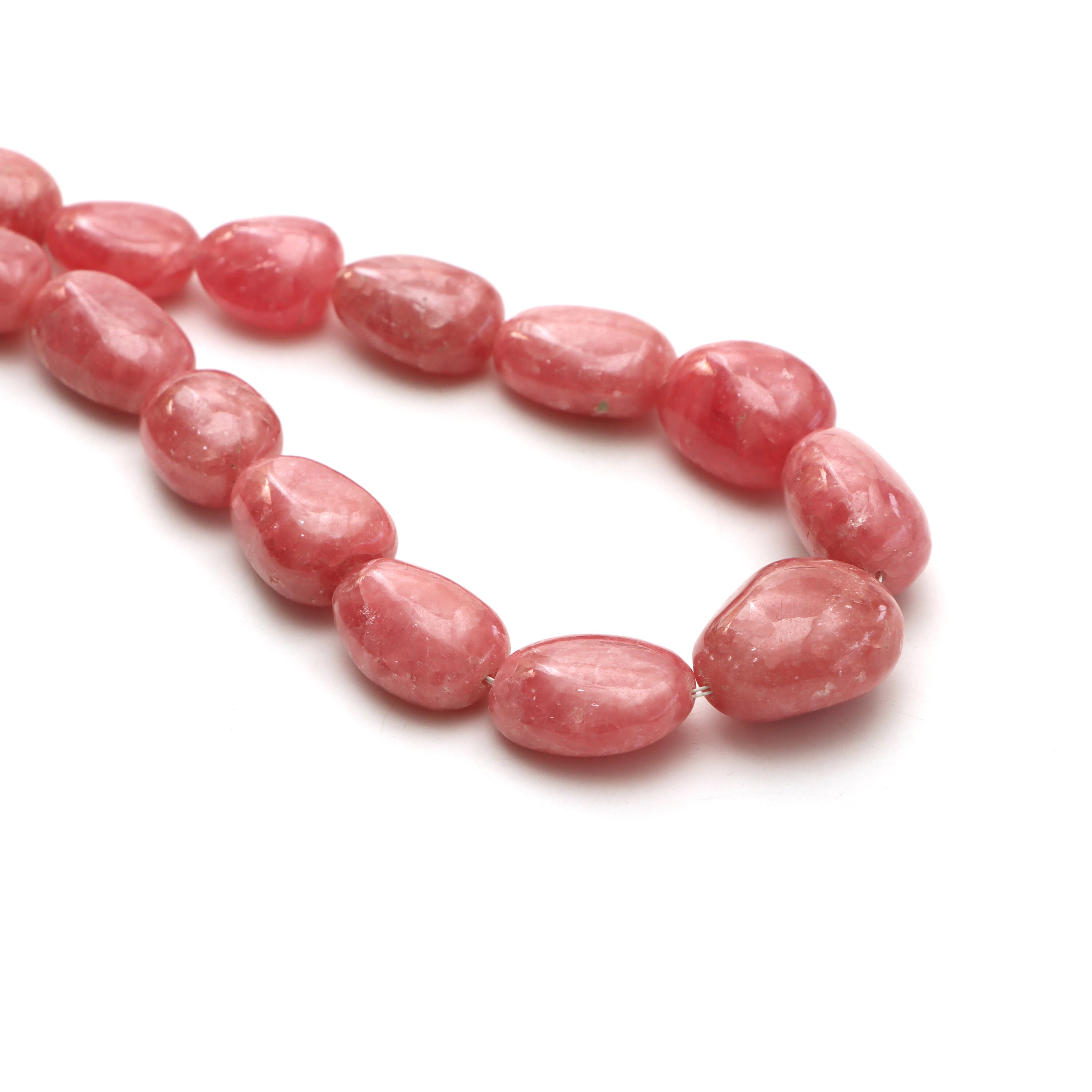 Rhodochrosite Smooth Tumble Beads, 10.5x13.5 Mm To 20x24 Mm, Plain Rhodochrosite, Tumble Shape Rhodochrosite, 20 Inches, Price Per Strand Rhodochrosite Smooth Tumble Beads, 10.5x13.5 Mm To 20x24 Mm, Plain Rhodochrosite, Tumble Shape Rhodochrosite, 20 Inches, Price Per Strand