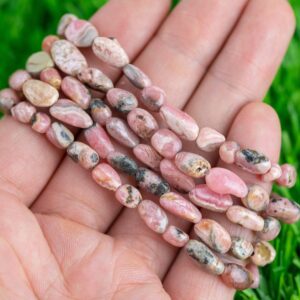 Rhodochrosite Stretchy String Oval Bracelet Natural Crystal Gemstone Crystal Bracelets - Gemstone Nugget Bracelets Handmade Jewelry Bracelet