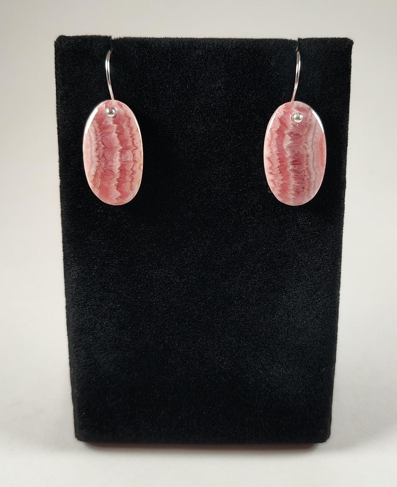 Rhodochrosite And Sterling Silver Earrings Handmade By Chris Hay