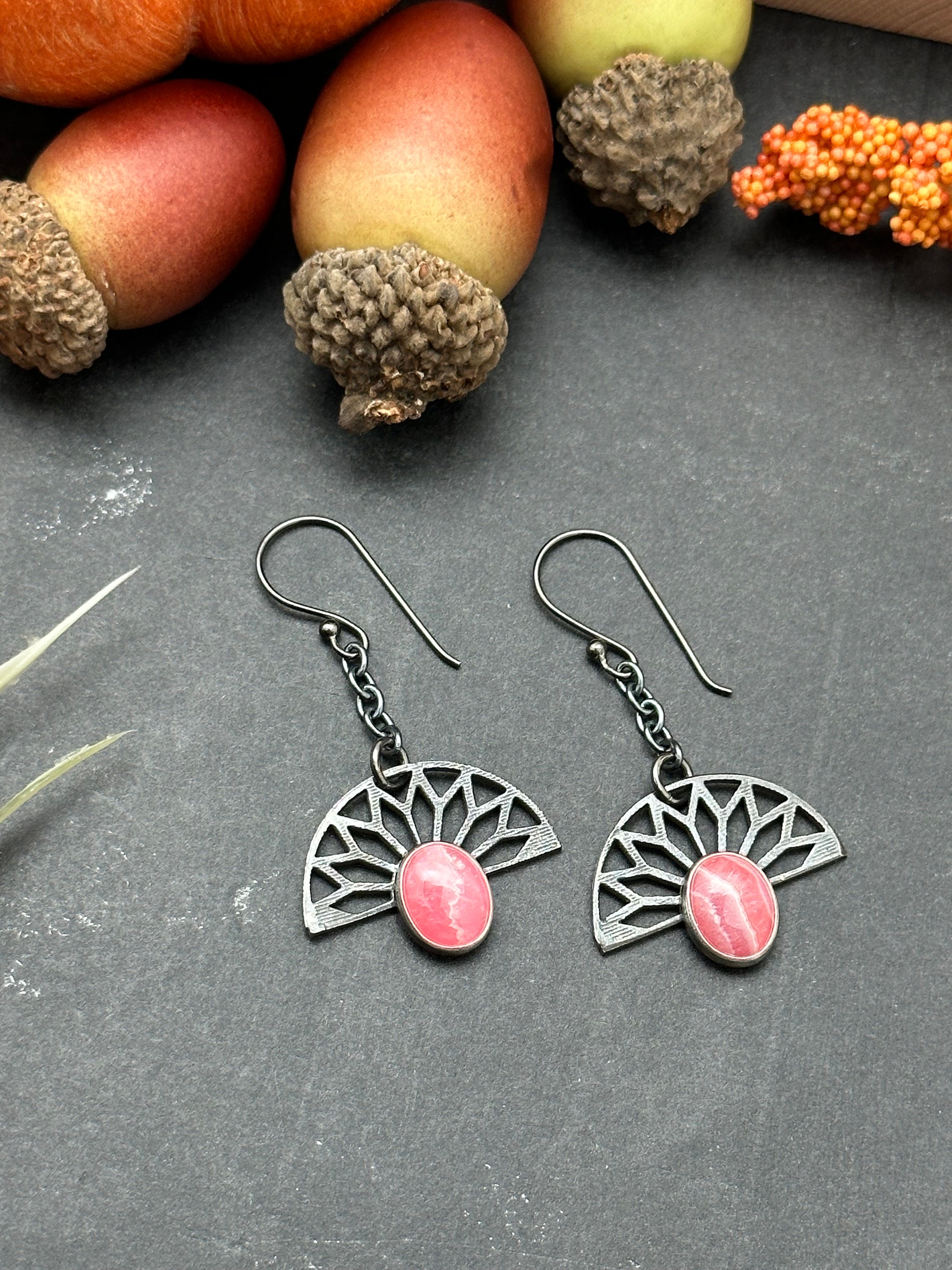 Rhodochrosite Artisan Earrings Rhodochrosite Artisan Earrings