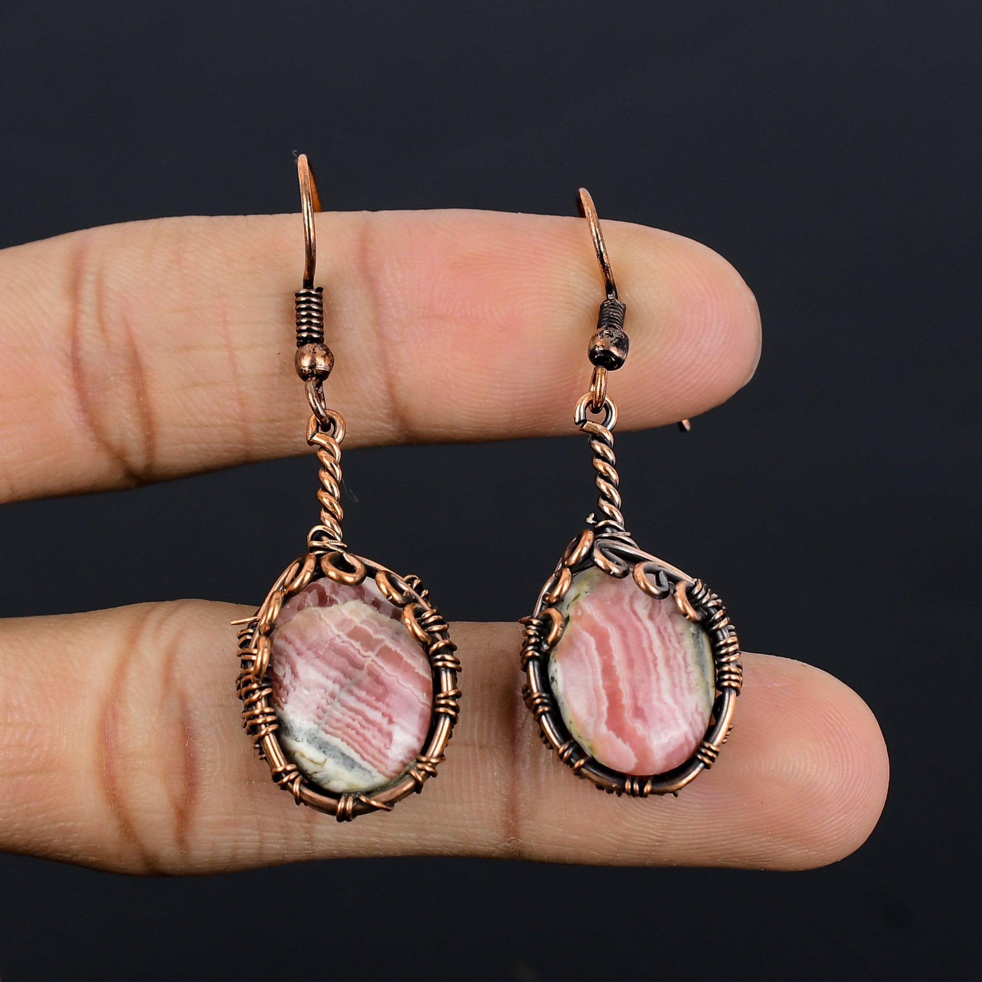 Rhodochrosite Earrings Copper Wire Wrapped Earrings Rhodochrosite Gemstone Earrings Copper Jewelry Dangle Earrings For Women Gift For Her Rhodochrosite Earrings Copper Wire Wrapped Earrings Rhodochrosite Gemstone Earrings Copper Jewelry Dangle Earrings For Women Gift For Her