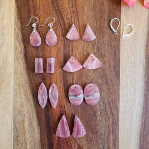 Dainty rhodochrosite earrings. Sterling silver rhodochrosite earrings Dainty rhodochrosite earrings. Sterling silver rhodochrosite earrings