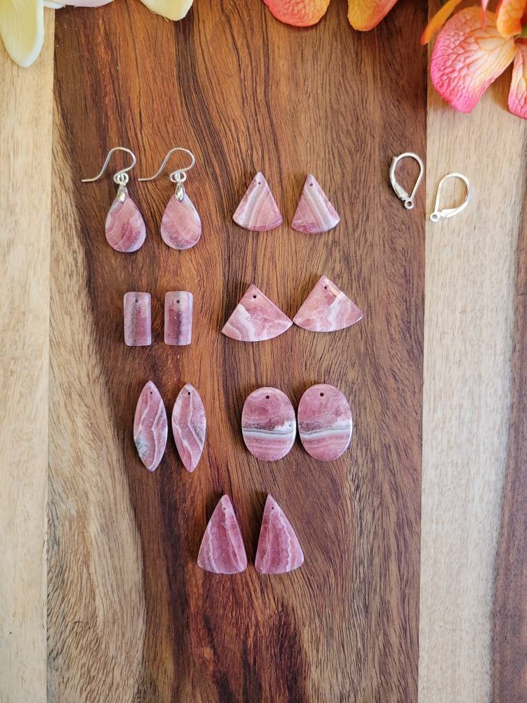Dainty Rhodochrosite Earrings. Sterling Silver Rhodochrosite Earrings Dainty Rhodochrosite Earrings. Sterling Silver Rhodochrosite Earrings