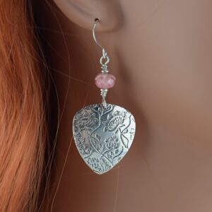 Handcrafted Sterling Silver Rhodochrosite And Lotus Flower Earrings