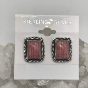 Huge Rhodochrosite Stud Earrings