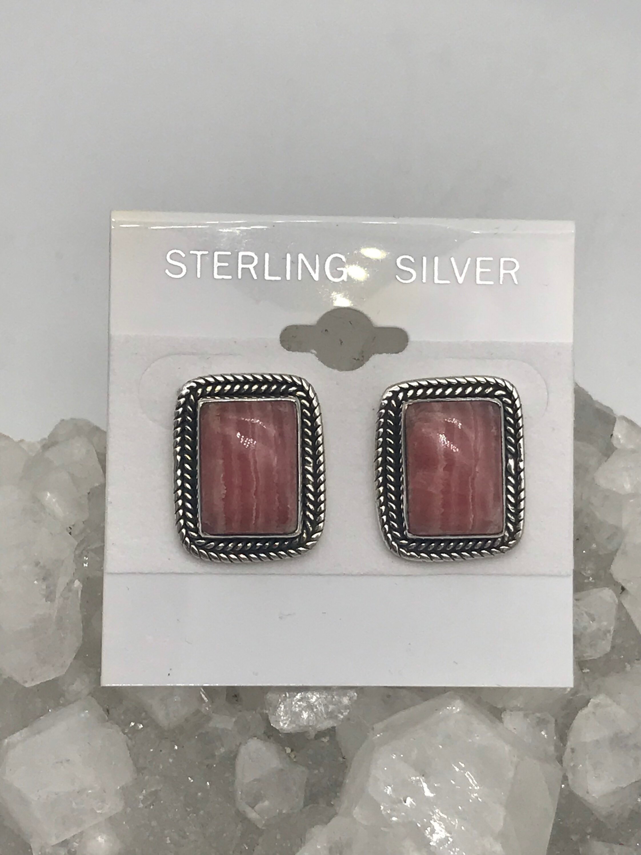 Huge Rhodochrosite Stud Earrings Huge Rhodochrosite Stud Earrings