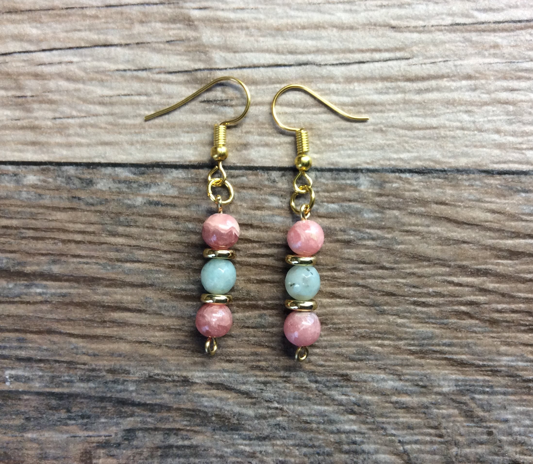 Rhodochrosite Earrings With Kiwi Stone, Crystal Earrings, Gift For Her, Beaded Earrings Rhodochrosite Earrings With Kiwi Stone, Crystal Earrings, Gift For Her, Beaded Earrings
