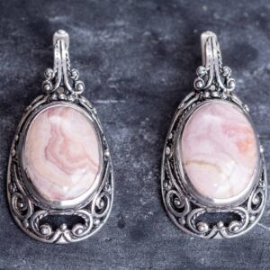 Rhodochrosite Earrings, Large Rhodochrosite, Vintage Earrings, Statement Earrings, Pink Earrings, Large Earrings, Rhodochrosite, Argentina