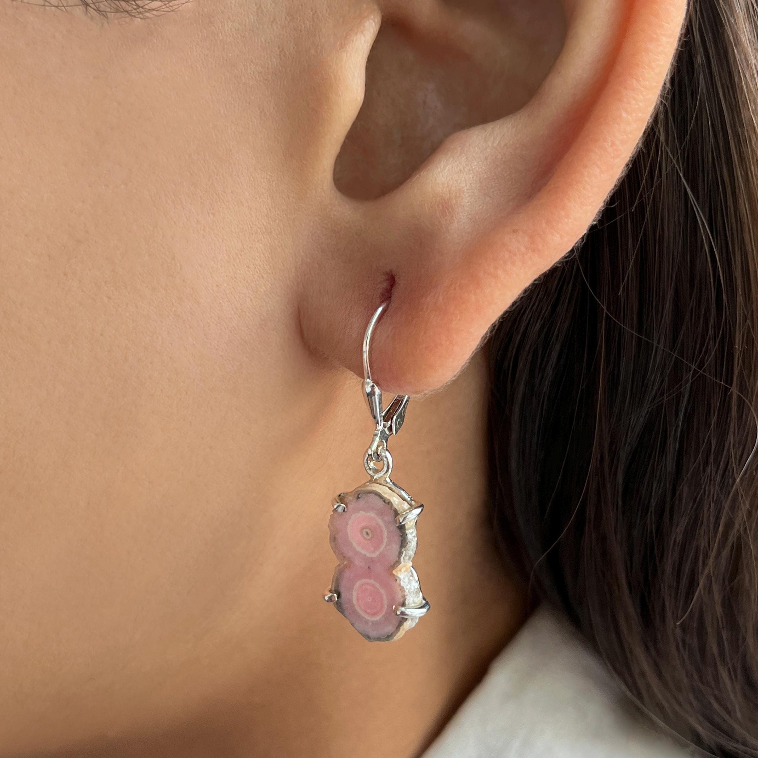 Rhodochrosite Stalactite Leverback Earring / 925 Sterling Silver / Healing Gemstone / Gifts For Her / Stalactite Statement Earring Rdc-e-45. Rhodochrosite Stalactite Leverback Earring / 925 Sterling Silver / Healing Gemstone / Gifts For Her / Stalactite Statement Earring Rdc-e-45.