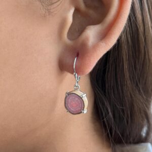 Rhodochrosite Stalactite Leverback Earring / 925 Sterling Silver / Healing Gemstone / Gift for her / Stalactite Statement Earring RDC-E-103.