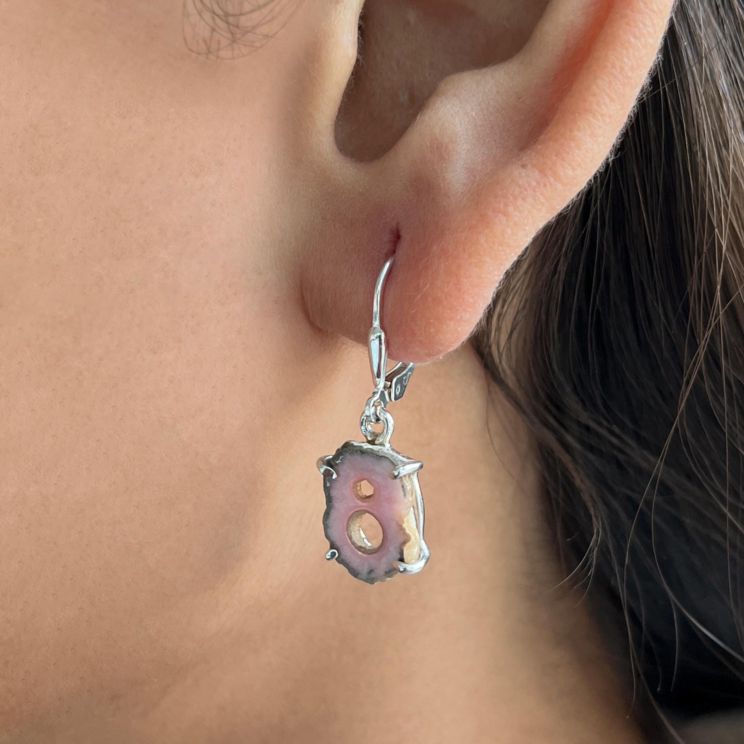 Rhodochrosite Stalactite Leverback Earring / 925 Sterling Silver / Healing Gemstone / Gift For Her / Stalactite Statement Earring Rdc-e-101.