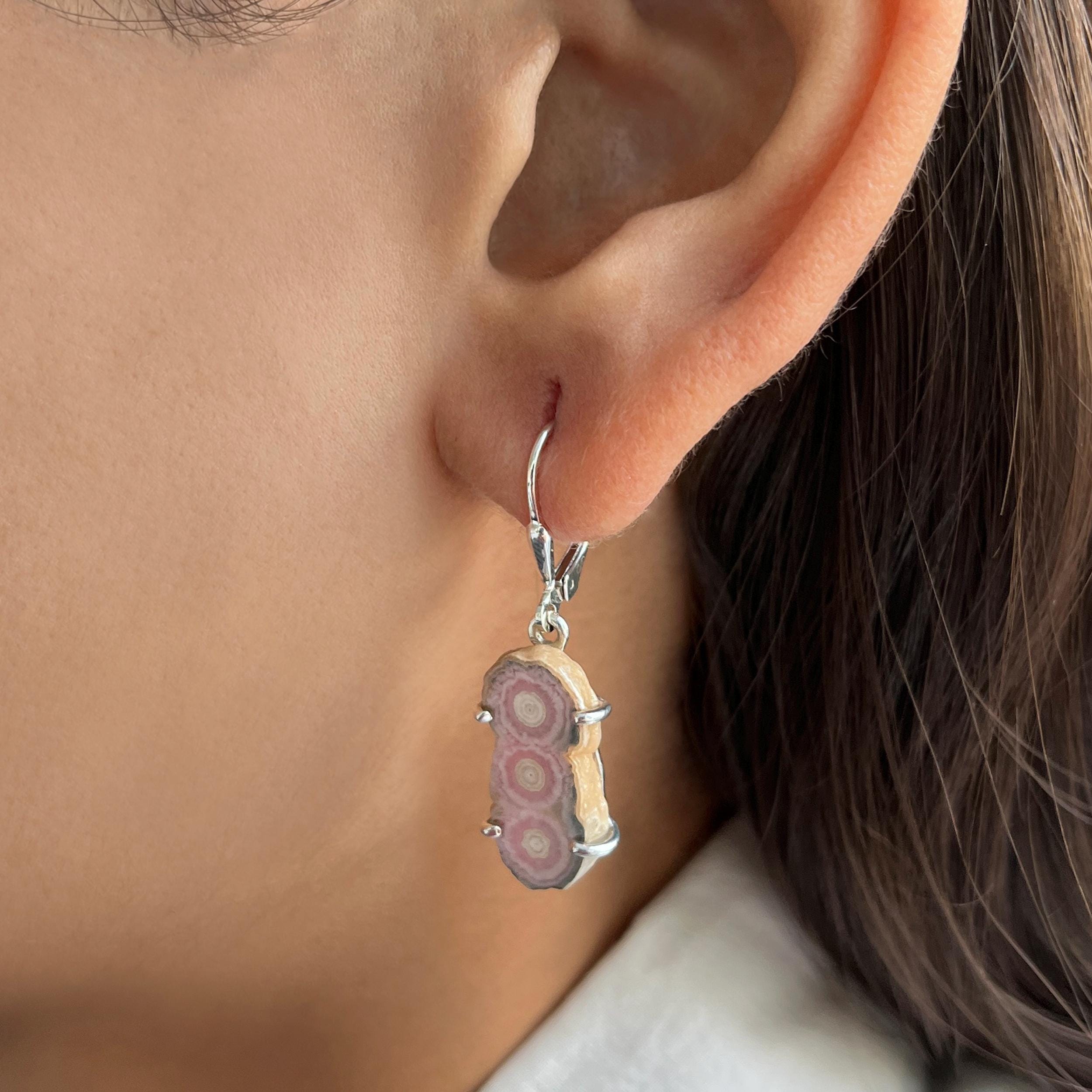 Rhodochrosite Stalactite Leverback Earring / 925 Sterling Silver / Healing Gemstone / Gifts For Her / Stalactite Statement Earring Rdc-e-43.