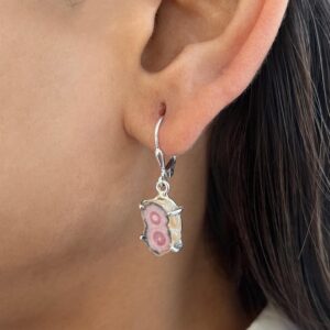Rhodochrosite Stalactite Leverback Earring / 925 Sterling Silver / Healing Gemstone / Gift for her / Stalactite Statement Earring RDC-E-127.