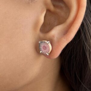 Rhodochrosite Stalactite Stud Earring / 925 Sterling Silver / Healing Gemstone / Gift for her / Stalactite Statement Earring RDC-E-75.