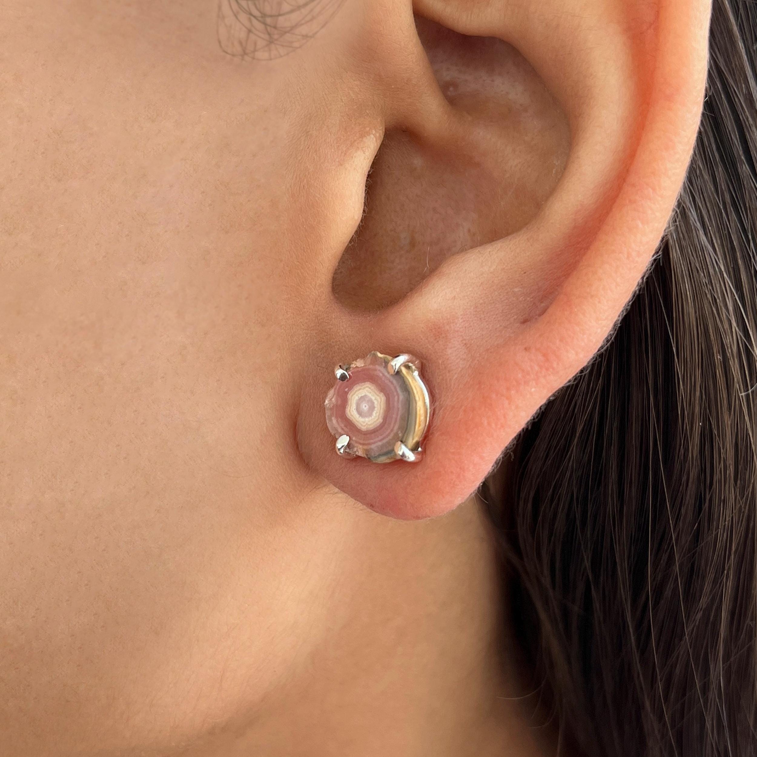 Rhodochrosite Stalactite Stud Earring / 925 Sterling Silver / Healing Gemstone / Gifts For Her / Stalactite Statement Earring Rdc-e-62. Rhodochrosite Stalactite Stud Earring / 925 Sterling Silver / Healing Gemstone / Gifts For Her / Stalactite Statement Earring Rdc-e-62.