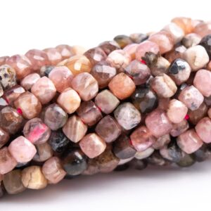2MM Argentinan Rhodochrosite Beads Faceted Cube Genuine Natural Gemstone Half Strand Loose Beads 15.5" Bulk Lot Options (117564-3947)