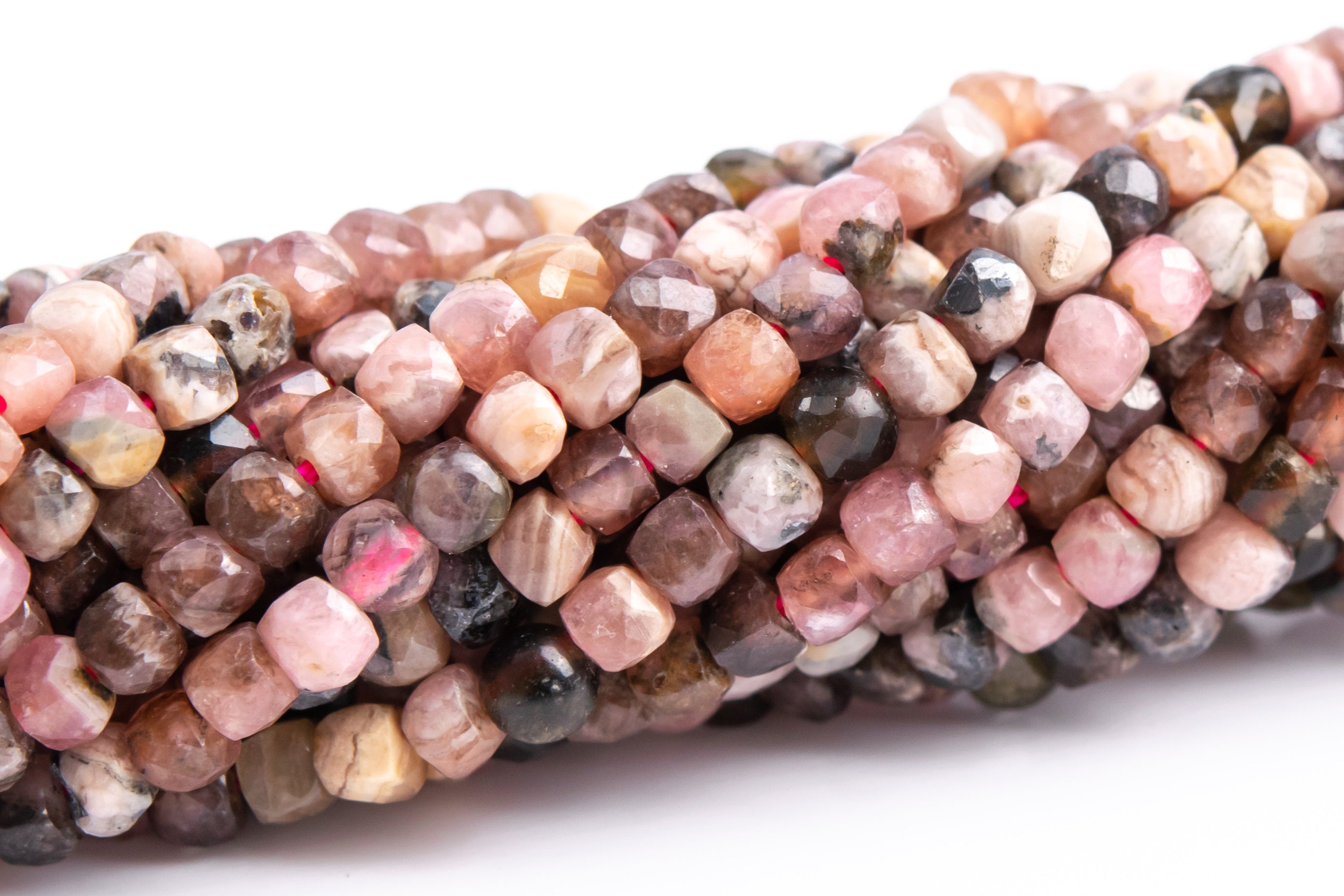 2mm Argentinan Rhodochrosite Beads Faceted Cube Genuine Natural Gemstone Half Strand Loose Beads 15.5" Bulk Lot Options (117564-3947)