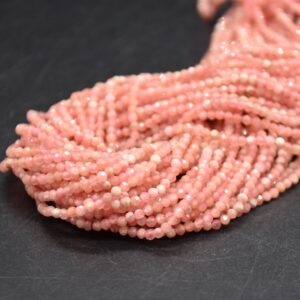 2mm Rhodochrosite Gemstone Faceted Round Beads - 15" Strand | Gemstone Beads For Jewellery Making