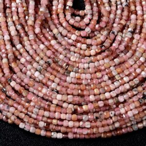 2MM Natural Argentina Rhodochrosite Gemstone Grade AA Micro Faceted Diamond Cut Cube Loose Beads BULK LOT 1,2,6,12 and 50 (P39)