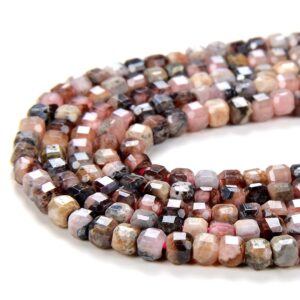 2mm Natural Argentina Rhodochrosite Gemstone Micro Faceted Diamond Cut Cube Loose Beads (p39)