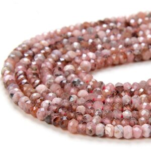 3x2mm Natural Rhodochrosite Gemstone Grade A Micro Faceted Rondelle Loose Beads 15 Inch Full Strand (80016378-p61)
