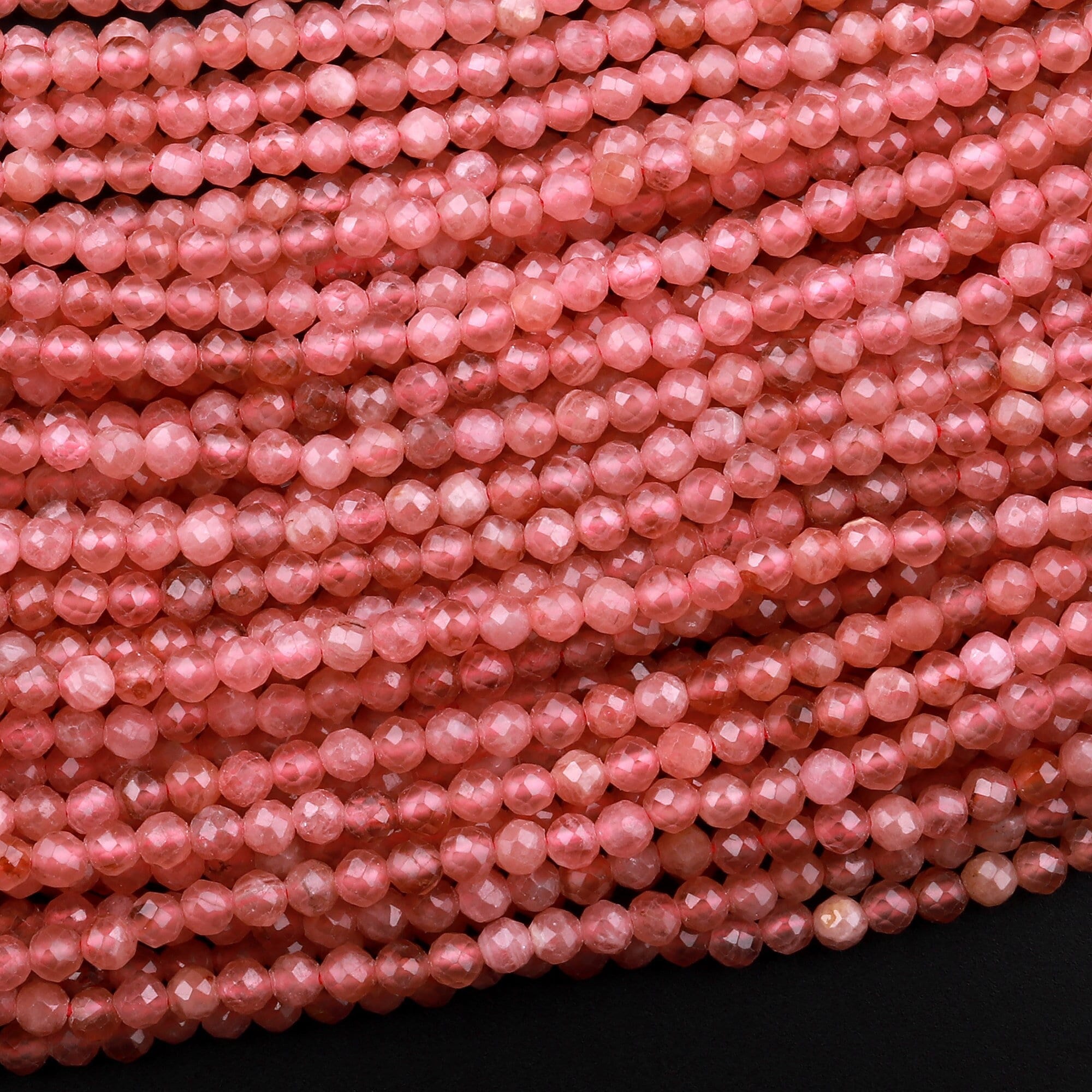 Aaa Natural Rhodochrosite 2mm 3mm 4mm Faceted Round Beads Micro Laser Diamond Cut Genuine Red Pink Gemstone 15.5" Strand Aaa Natural Rhodochrosite 2mm 3mm 4mm Faceted Round Beads Micro Laser Diamond Cut Genuine Red Pink Gemstone 15.5" Strand