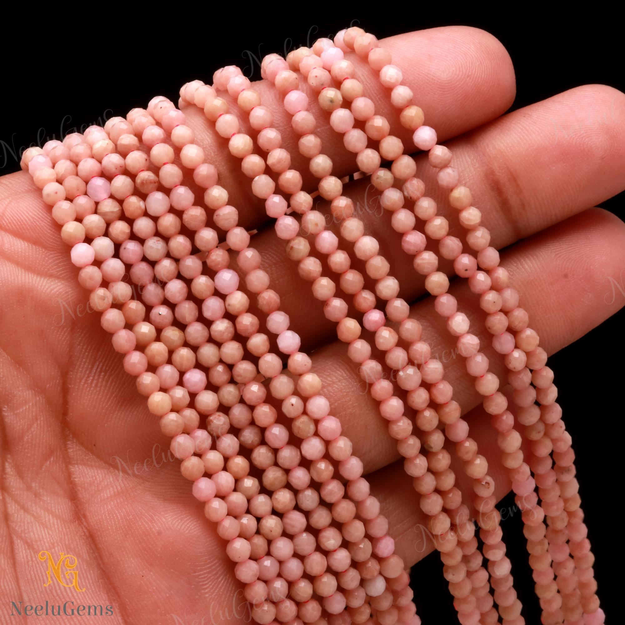 Aaa+ Pink Rhodochrosite Beads, 3.3mm Microcut Faceted Tiny Rondelle Beads, Genuine Natural Rose Gemstone For Dainty Jewelry Making, 13"