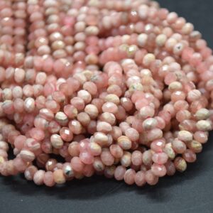 Rhodochrosite Gemstone Faceted Rondelle Spacer Beads - 4mm X 3mm - 15" Strand