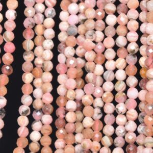 Genuine Natural Multicolor Rhodochrosite Loose Beads Argentina Grade A Faceted Round Shape 3mm