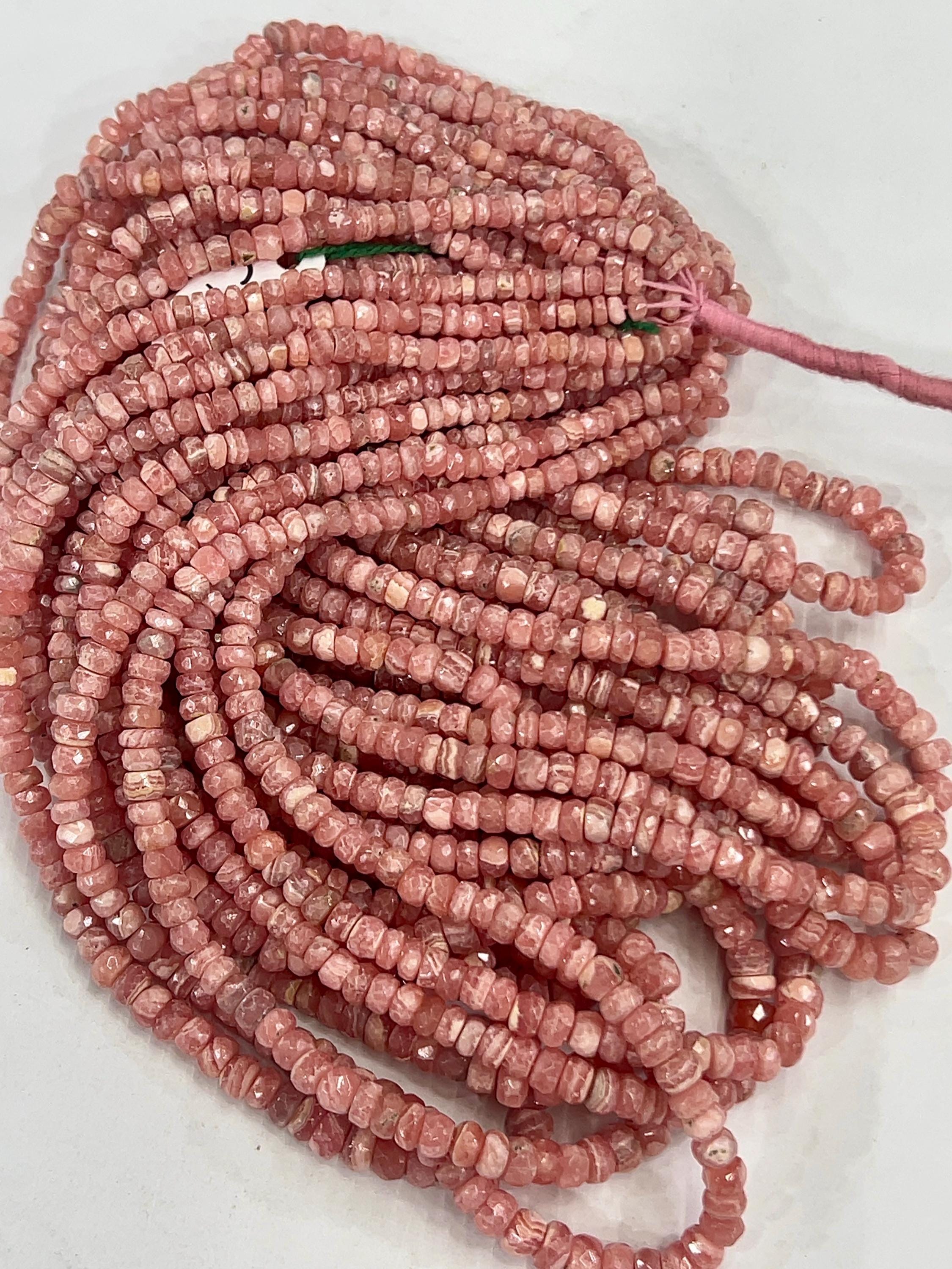 Rhodochrosite, Grade Aaa, 4-6mm Pink Gemstone Faceted, Cubes, 17 Inch Strand, Beads, Priced