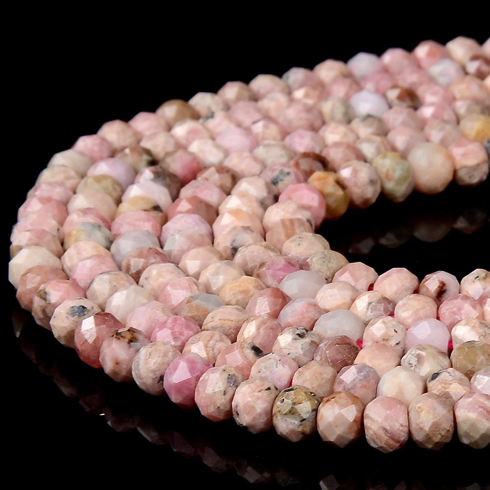 Natural Argentina Rhodochrosite Gemstone Micro Faceted Rondelle 5x4mm Loose Beads (p90) Natural Argentina Rhodochrosite Gemstone Micro Faceted Rondelle 5x4mm Loose Beads (p90)