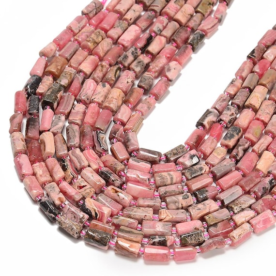 Natural Argentina Rhodochrosite Gemstone Faceted Round Tube 12x8mm Loose Beads Bulk Lot 1,2,6,12 And 50 (d603)