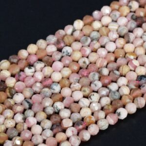 SALE 3MM Multicolor Rhodochrosite Beads Argentina A Genuine Natural Gemstone Full Strand Faceted Round 15" Bulk Lot Options (107781-2530)