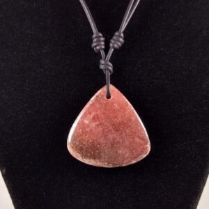 Rhodochrosite Adjustable Leather Necklace Handmade by Chris Hay