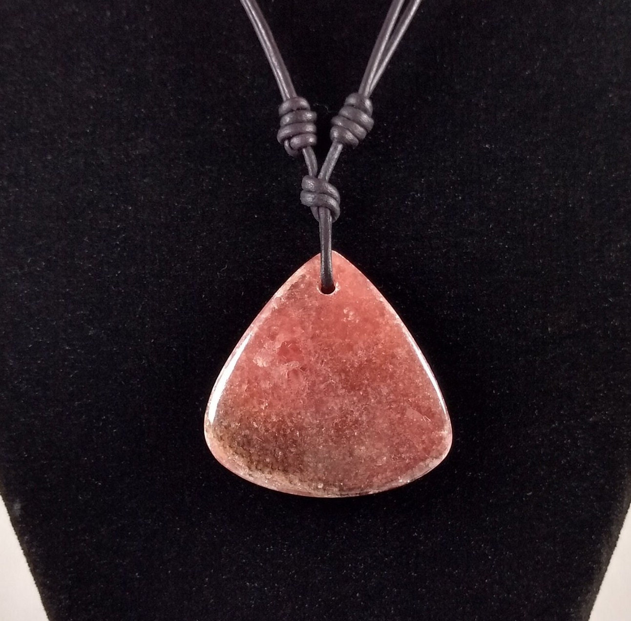 Rhodochrosite Adjustable Leather Necklace Handmade By Chris Hay