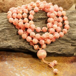 Argentinian Rhodochrosite Mala Necklace • Hand-knotted Mala • 5mm • 7mm • Love And Compassion Necklace • 108 • Crystal Mala Necklace • A4096