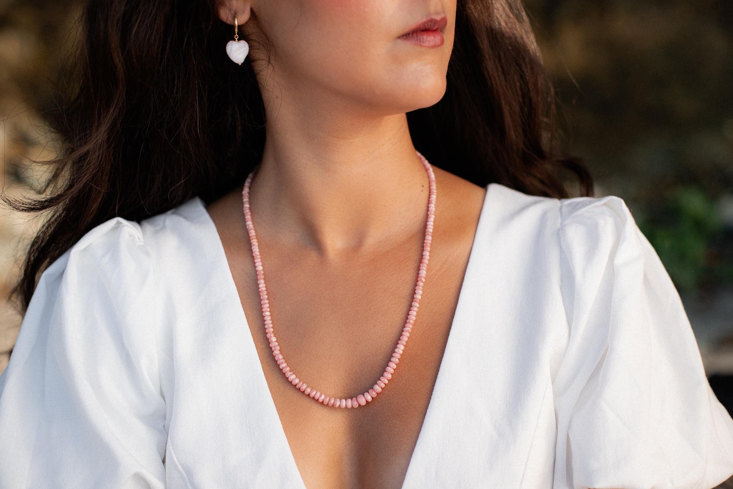 Rhodochrosite Beaded Necklace, Rhodochrosite Necklace | [enrp1542] Rhodochrosite Necklace | Rhodochrosite