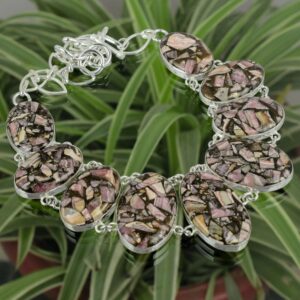 Copper Rhodochrosite 925 Sterling Silver Necklace - Adjustable Gemstone Jewelry