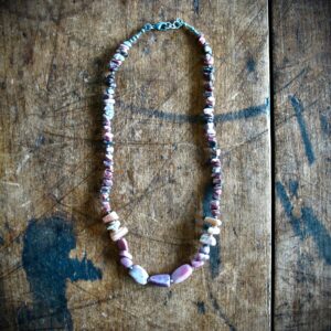 Rhodochrosite Gemstone Beaded Strand Necklace Jewelry Handmade In The Usa