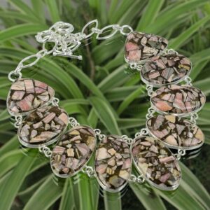 Handmade Copper Rhodochrosite 925 Sterling Silver Necklace