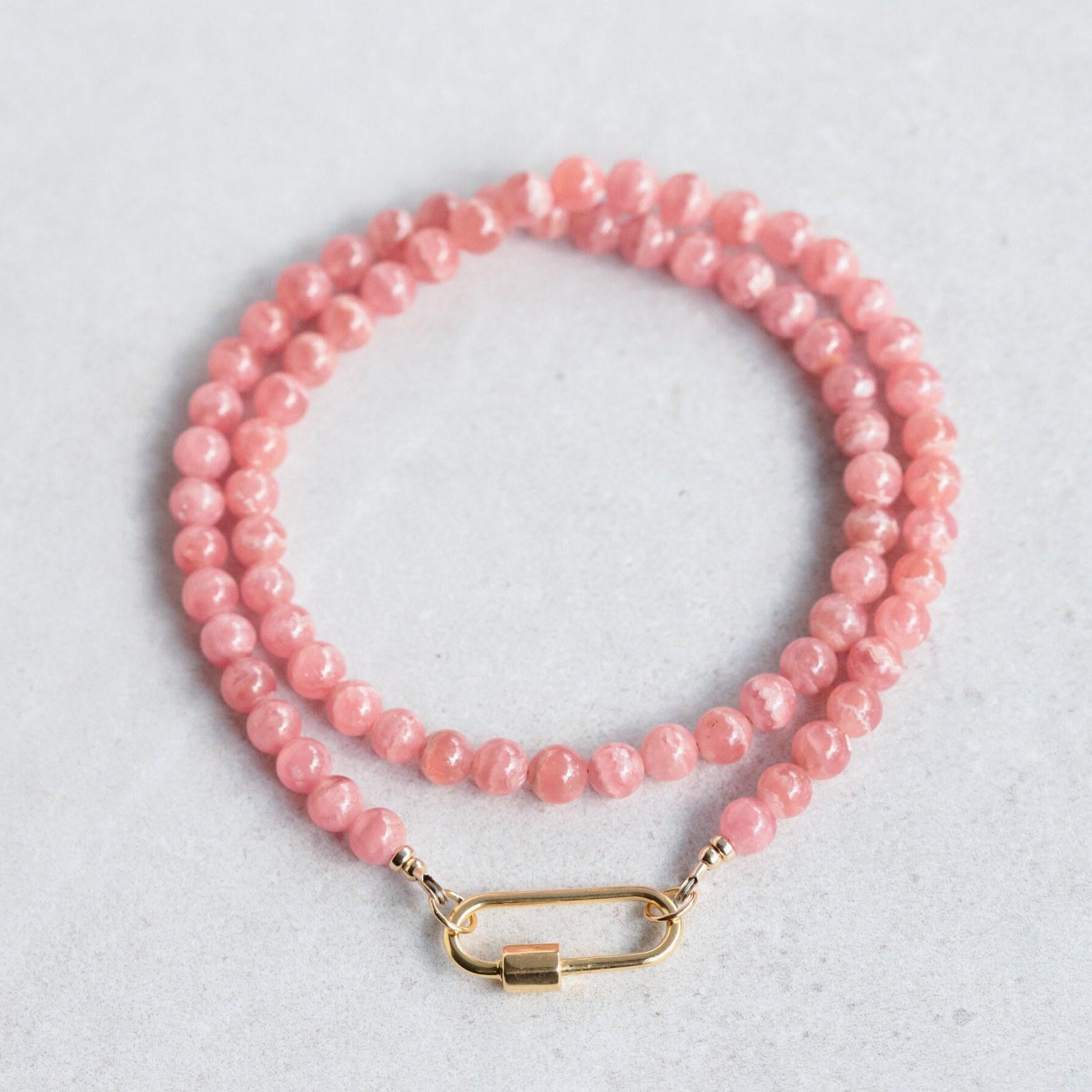Last One! Aaaa+ Rhodochrosite Beaded Necklace, 6mm Rhodochrosite Necklace [enrp1321] | Rhodochrosite Necklace | Rhodochrosite Necklace