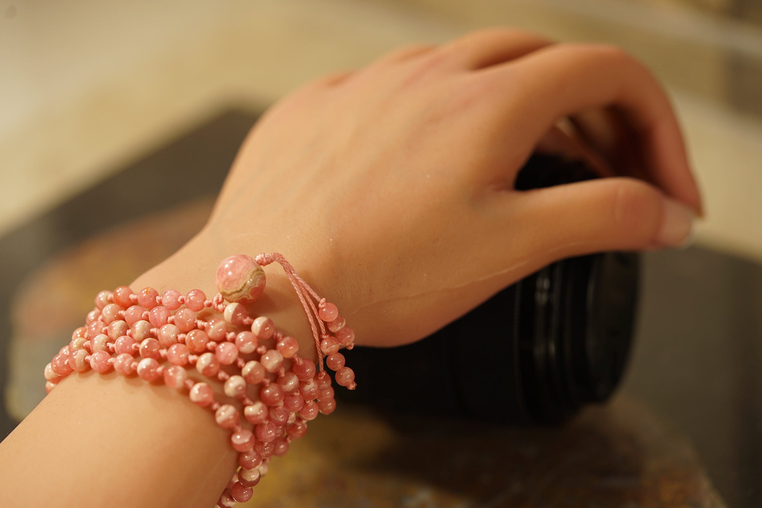 Rhodochrosite Mala Necklace • 108+ • 5mm • Unconditional Love • Beautiful Talisman • Love And Compassion Mala • Ag4789