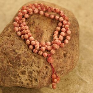 Rhodochrosite Mala • Hand-knotted Mala • Dainty Necklace • Dainty Rhodochrosite Mala Necklace • 5.5mm • Argentina Rhodochrosite Aaa • 3756