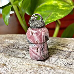 Rhodochrosite Mushroom Necklace, Pink Gemstone Jewelry For Her