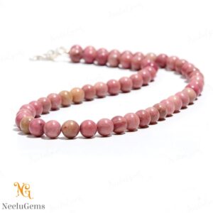 Natural Pink Rhodochrosite Necklace Beaded Jewelry - Rare Rose Raspberry Stone Choker - Compassionate Heart Crystal - Handmade Gift For Her