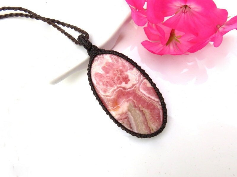 Rhodocrosite Macrame Necklace, Mothers Day Gift, Gifts For The Boho Beauty, Mother Gift, For The Mom, Mothers Day Gift Ideas Rhodocrosite Macrame Necklace, Mothers Day Gift, Gifts For The Boho Beauty, Mother Gift, For The Mom, Mothers Day Gift Ideas