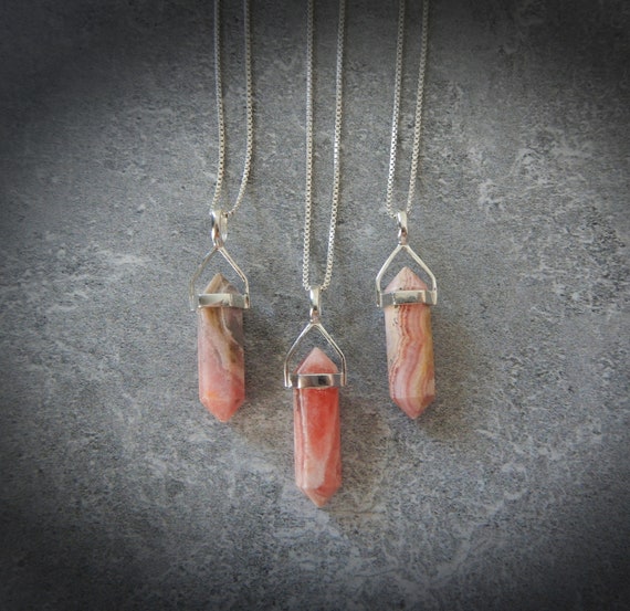 Rhodochrosite Necklace Sterling Silver • Pink Rhodochrosite • Genuine Rhodochrosite • Pink Crystal • Affordable Gift • Healing Crystal
