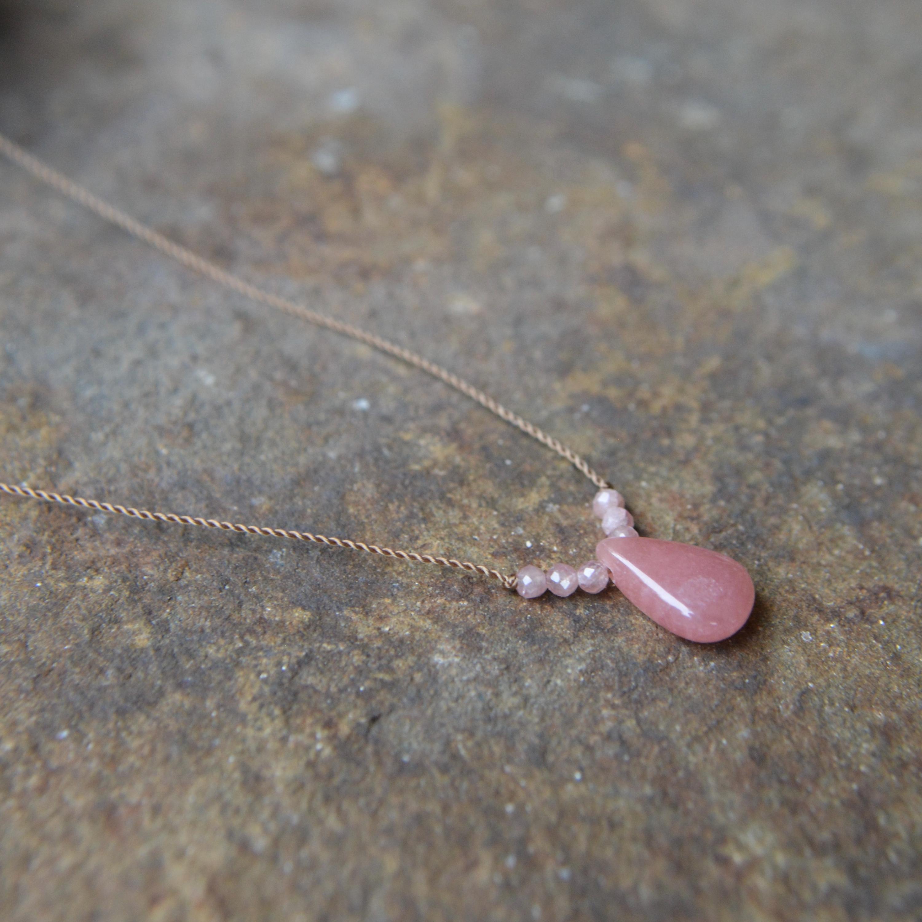 Rhodochrosite Tiny Gem Necklace 16 Inches Rhodochrosite Tiny Gem Necklace 16 Inches