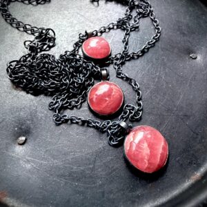 Rhodochrosite Necklace, Triple Strand Necklace, Gift For Her